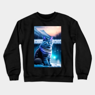 Glowing British Shorthair Reflects the Beauty of the Snowy Scene Crewneck Sweatshirt